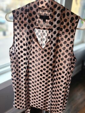 J. Crew Pink and Black Polka Dot Top